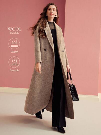 MOTF PREMIUM معطف صوف بياقة لوكس مريح
