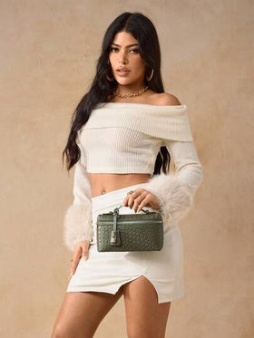 SHEIN SXY حقائب يد للسيدات، حقائب منسوجة، عصرية، بسيطة، أنيقة، متعددة الاستخدامات، كلاسيكية، مصنوعة من جلد PU المنسوج، حقيبة حمراء، زينة قفل معدني، للتنقل والمكتب والمواعيد والاستخدام اليومي والتسوق وتناول الشاي بعد الظهر
