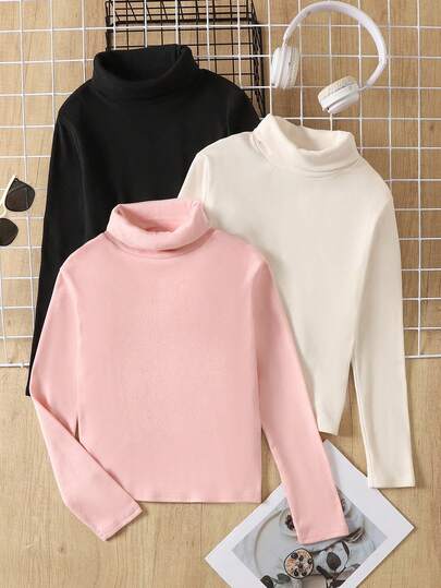 SHEIN 3 قطع بلوزات كاجوال للفتيات المراهقات بياقة منحرفة وأكمام طويلة، مناسبة للارتداء في المنزل والخارج