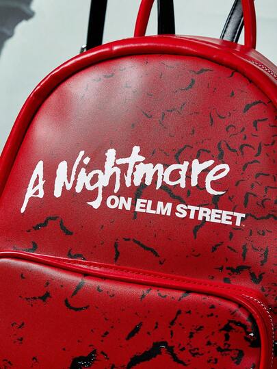 A Nightmare on Elm Street X ROMWE حقيبة ظهر نسائية بطباعة جرافيتي الرجعية ذات رسومات حرفية
