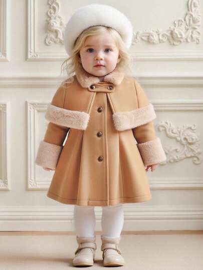 SHEIN طقم كارديجان طويل وشال أنيق للبنات الصغار، خريف/شتاء