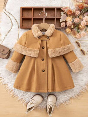 SHEIN طقم كارديجان طويل وشال أنيق للبنات الصغار، خريف/شتاء