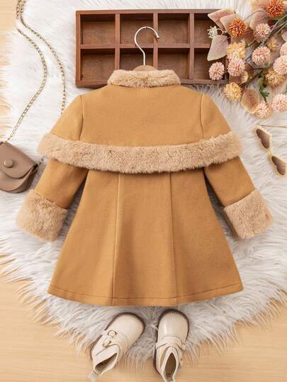 SHEIN طقم كارديجان طويل وشال أنيق للبنات الصغار، خريف/شتاء