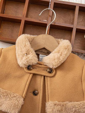 SHEIN طقم كارديجان طويل وشال أنيق للبنات الصغار، خريف/شتاء