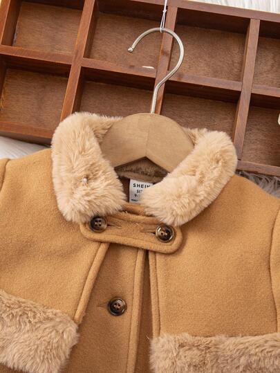 SHEIN طقم كارديجان طويل وشال أنيق للبنات الصغار، خريف/شتاء
