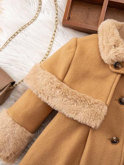 SHEIN طقم كارديجان طويل وشال أنيق للبنات الصغار، خريف/شتاء