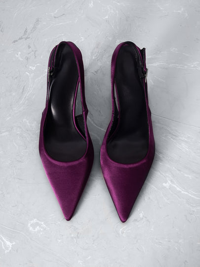 CHICVUE كعب عال نسائي جديد مثير بنعل مفتوح من الخلف، من القماش الساتان بتصميم أصبع القدم المدبب وكعب رفيع، هدايا عيد الميلاد