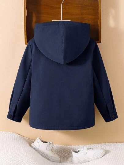 SHEIN معطف سميك مبطن حراريًا مع غطاء رأس للأولاد الصغار، مناسب للارتداء اليومي والمرونة، مناسب للمدرسة والحديقة والشاطئ وأعياد الميلاد، للاستخدام في الربيع والصيف والخريف والشتاء