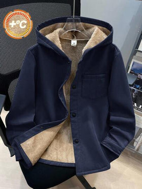 SHEIN معطف سميك مبطن حراريًا مع غطاء رأس للأولاد الصغار، مناسب للارتداء اليومي والمرونة، مناسب للمدرسة والحديقة والشاطئ وأعياد الميلاد، للاستخدام في الربيع والصيف والخريف والشتاء