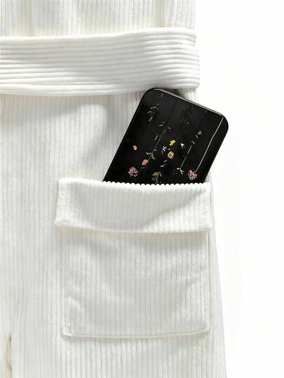 GlowEve معطف نسائي بلون واحد مزدوج الصدر مربوط بحزام ذو ياقة عالية وأكمام طويلة