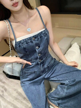 DAZY جمبسوت وسروال قصير جينز للنساء، موضة بسيطة للارتداء اليومي الكاجوال في فصلي الخريف والشتاء