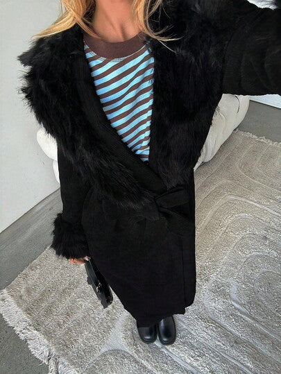 SHEIN EZwear معطف طويل منتظم أنيق للنساء، خريف/شتاء