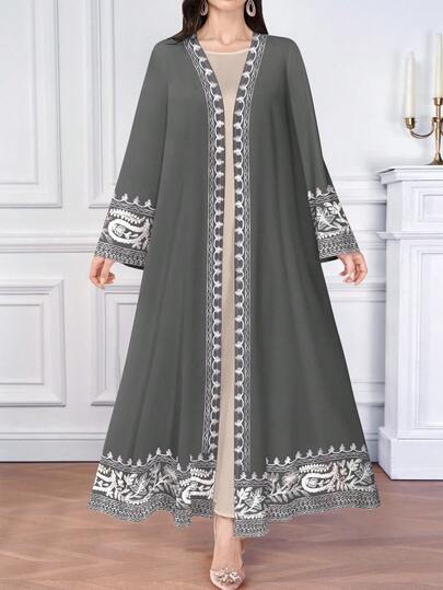 SHEIN Najma عباية مفتوحة الأمام بطبعة زهرية