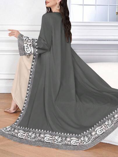 SHEIN Najma عباية مفتوحة الأمام بطبعة زهرية