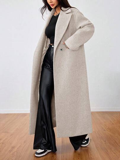 SHEIN Unity معطف طويل كاجوال بياقة