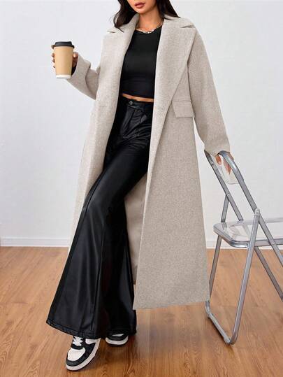 SHEIN Unity معطف طويل كاجوال بياقة