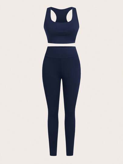 SHEIN Essnce مجموعة بدلة رياضية نسائية مكونة من 3 قطع، تي شيرت كم طويل رقبة مزيفة مع سحاب جزئي، حمالة صدر رياضية وكامي، بنطلون ضيق بخصر عالي، مجموعة نسائية مكونة من 3 قطع، بنطلون ضيق وبوستيه وأوفرول