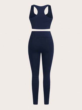 SHEIN Essnce مجموعة بدلة رياضية نسائية مكونة من 3 قطع، تي شيرت كم طويل رقبة مزيفة مع سحاب جزئي، حمالة صدر رياضية وكامي، بنطلون ضيق بخصر عالي، مجموعة نسائية مكونة من 3 قطع، بنطلون ضيق وبوستيه وأوفرول