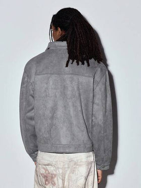 Modcrash جاكيت رجالية مزودة بجيوب وسحاب من الجلد المخمل