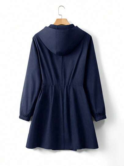 SHEIN LUNE معطف نسائي بخصر مشدود وقبعة، جاكيت خفيفة عصرية فضفاضة مناسبة للصيف، ملابس خارجية فاخرة