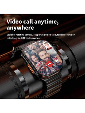 LOKMAT ساعة ذكية شاشة AMOLED منحنية 2.06 بوصة، تدعم بطاقة هاتف 2G/3G/4G/5G، زر قابل للسحب 180 درجة، كاميرا HD، اتصال بالإنترنت عبر WiFi، تنزيل التطبيقات، مراقبة معدل ضربات القلب ومستوى الأكسجين في الدم، ساعة ذكية تعمل بنظام أندرويد