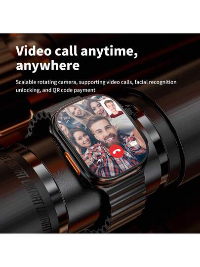 LOKMAT ساعة ذكية شاشة AMOLED منحنية 2.06 بوصة، تدعم بطاقة هاتف 2G/3G/4G/5G، زر قابل للسحب 180 درجة، كاميرا HD، اتصال بالإنترنت عبر WiFi، تنزيل التطبيقات، مراقبة معدل ضربات القلب ومستوى الأكسجين في الدم، ساعة ذكية تعمل بنظام أندرويد