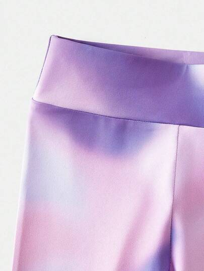SHEIN Sparklyn مجموعة من قطعتين لفتيات، أبروا الطباعة وتطابق الكامسول والبناطيل الرياضية لملابس اليوجا والتمرين