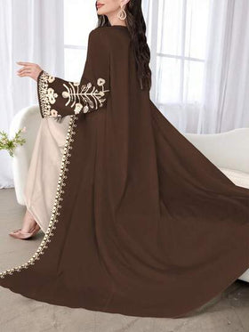 SHEIN Najma كارديجان نسائي كاجوال بأكمام طويلة وطبعات زهرية، عباءة أنيقة بطراز عربي، للربيع والخريف