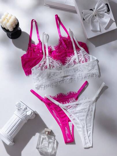 SHEIN مجموعة ملابس داخلية أنيقة وجذابة للنساء مكونة من قطعتين