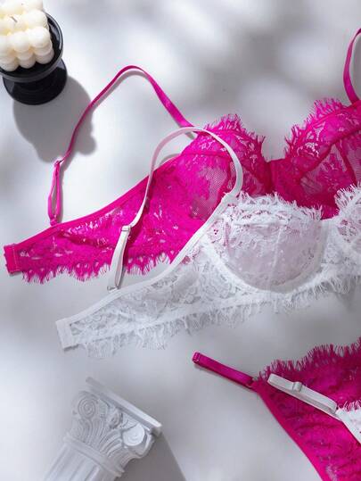 SHEIN مجموعة ملابس داخلية أنيقة وجذابة للنساء مكونة من قطعتين