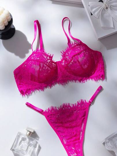 SHEIN مجموعة ملابس داخلية أنيقة وجذابة للنساء مكونة من قطعتين