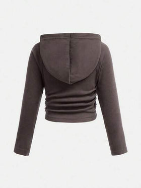 SHEIN مجموعة بنطال متسع وهوديي رياضي أنيق وعصري مطابق للجميع، لون رمادي, قطعتان
