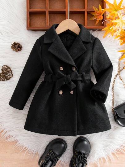 SHEIN بلوفر أنيق أسود للبنات الصغيرات، طقم ملابس متطابق للأم والطفلة في فصل الخريف والشتاء