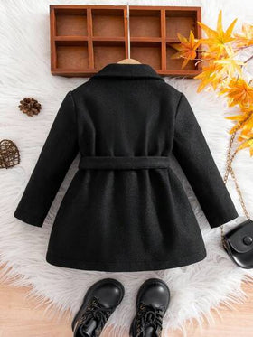SHEIN بلوفر أنيق أسود للبنات الصغيرات، طقم ملابس متطابق للأم والطفلة في فصل الخريف والشتاء