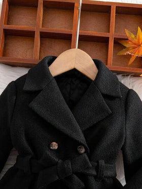 SHEIN بلوفر أنيق أسود للبنات الصغيرات، طقم ملابس متطابق للأم والطفلة في فصل الخريف والشتاء