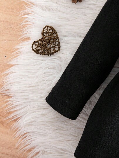 SHEIN بلوفر أنيق أسود للبنات الصغيرات، طقم ملابس متطابق للأم والطفلة في فصل الخريف والشتاء