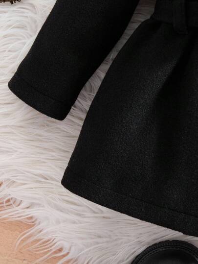 SHEIN بلوفر أنيق أسود للبنات الصغيرات، طقم ملابس متطابق للأم والطفلة في فصل الخريف والشتاء