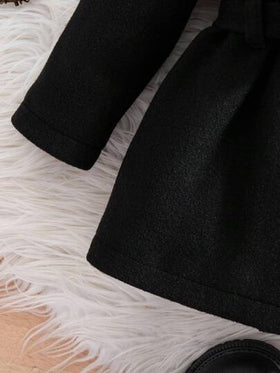 SHEIN بلوفر أنيق أسود للبنات الصغيرات، طقم ملابس متطابق للأم والطفلة في فصل الخريف والشتاء