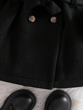 SHEIN بلوفر أنيق أسود للبنات الصغيرات، طقم ملابس متطابق للأم والطفلة في فصل الخريف والشتاء