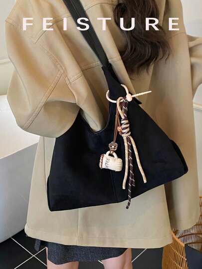حقيبة كتف نسائية من الجلد المدبوغ بإغلاق مغناطيسي، قطعة واحدة، مع هدية مجانية من الإكسسوارات عند متابعة المتجر، مناسبة للخروجات اليومية والمواعيد والتنقل