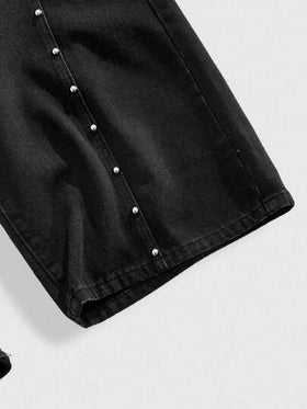 ROMWE MEN Grunge Punk بنطلون جينز رجالي فضفاض بأرجل واسعة وجيوب ربطة عنق، طراز جرانج