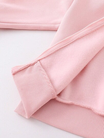 SHEIN Genkimix Kids طقم جاكيت مقنعة وبنطلون مزين بفيونكة للفتيات الصغيرات