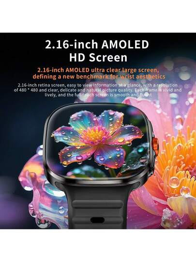 LOKMAT ساعة ذكية APPLLP 6 MAX، ساعة ذكية AI، شاشة AMOLED 2.16 بوصة، تدعم بطاقة SIM 2G/3G/4G/5G، كاميرا قابلة للتدوير 180 درجة عالية الدقة، تدعم البيانات الخلوية والواي فاي، متوافقة مع أندرويد وآي أو إس، تطبيقات من جهات خارجية قابلة للتنزيل، مراقبة معدل ضر