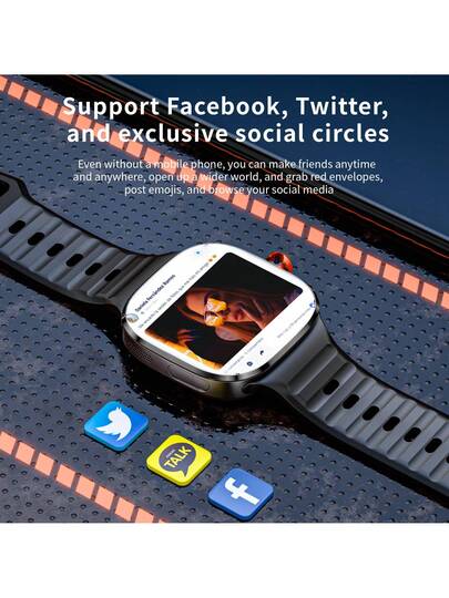 LOKMAT ساعة ذكية APPLLP 6 MAX، ساعة ذكية AI، شاشة AMOLED 2.16 بوصة، تدعم بطاقة SIM 2G/3G/4G/5G، كاميرا قابلة للتدوير 180 درجة عالية الدقة، تدعم البيانات الخلوية والواي فاي، متوافقة مع أندرويد وآي أو إس، تطبيقات من جهات خارجية قابلة للتنزيل، مراقبة معدل ضر