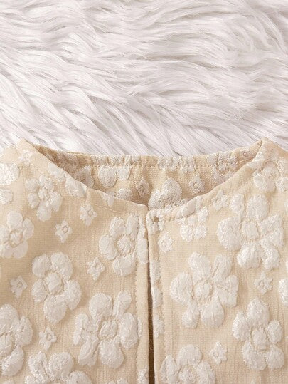 SHEIN Elladie kids طقم جاكار ناعم بفيونكة وتول متدلي بأكمام طويلة وتنورة، للفتاة، للخريف/الشتاء، قطعتان