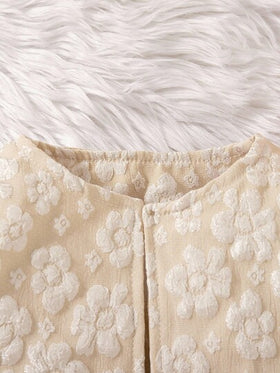 SHEIN Elladie kids طقم جاكار ناعم بفيونكة وتول متدلي بأكمام طويلة وتنورة، للفتاة، للخريف/الشتاء، قطعتان