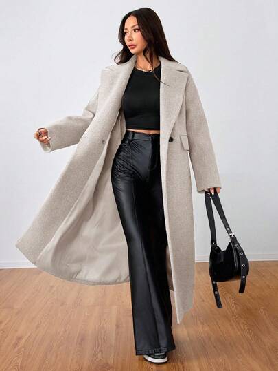 SHEIN Unity معطف طويل كاجوال بياقة