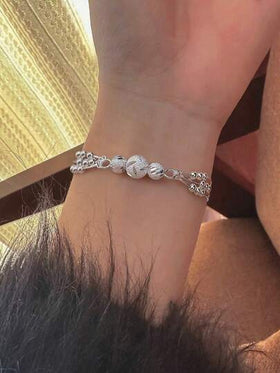 سوار فضة عيار 925 متعدد الطبقات بخرز منقول، تصميم أنيق وجذاب بسيط وعصري للنساء، خيار مثالي لليلة المواعدة أو هدية التخرج أو الارتداء اليومي