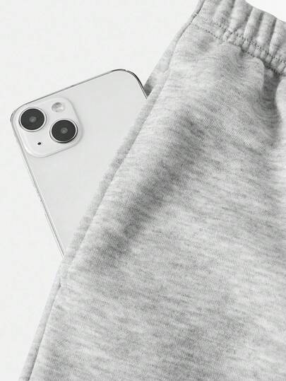 SHEIN مجموعة رياضية كاجوال رمادية للبنات المراهقات، طقم أسلوب رياضي للحرم الجامعي، مناسب للملابس اليومية للأطفال، العودة إلى المدرسة، حفل الافتتاح، الارتداء اليومي، المدرسة، السفر، الرياضة، خريف/شتاء، قطعتان/مجموعة