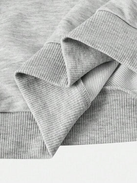 SHEIN مجموعة رياضية كاجوال رمادية للبنات المراهقات، طقم أسلوب رياضي للحرم الجامعي، مناسب للملابس اليومية للأطفال، العودة إلى المدرسة، حفل الافتتاح، الارتداء اليومي، المدرسة، السفر، الرياضة، خريف/شتاء، قطعتان/مجموعة